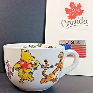 JUMBO Disney Winnie The Pooh Soup Cup Daisy Chain Piglet Eeyore Bowl Ceramic Mug